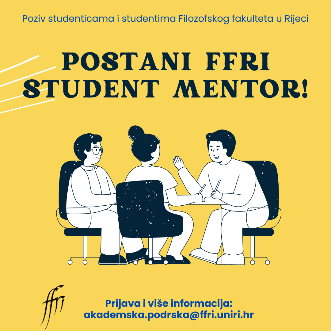 Filozofski fakultet u Rijeci traži studente mentore za akademsku godinu 2025./2026.!