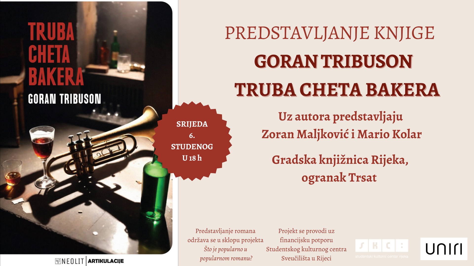 Predstavljanje romana ‘Truba Cheta Bakera’ Gorana Tribusona